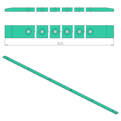PIATTO 20X6 L=1025 D4,5SV10N6 P37,5/190 POLIZENE |