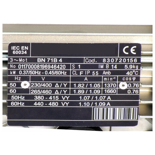 MOTOR 71 B14 P4 KW0,37 V230/400EU |